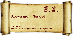 Biswanger Mendel névjegykártya